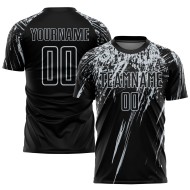 Custom Sublimation Silver Soccer Jersey Uniform Black