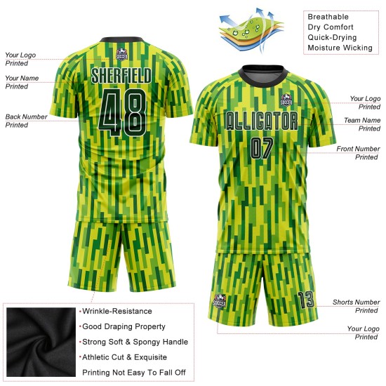 Custom Neon Uniform Jersey Green Sublimation Soccer Green-Gold Custom Neon Uniform Jersey Green Sublimation Soccer Green-Gold