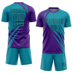 Uniform Soccer Lines Sublimation Jersey Teal-Black Custom Curve Purple