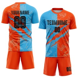 Graffiti Scratch Sublimation Uniform Jersey Black Blue-Orange Custom Soccer Sky Pattern Graffiti Scratch Sublimation Uniform Jersey Black Blue-Orange Custom Soccer Sky Pattern