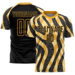 Soccer Uniform Jersey Gold Animal Print Black Custom Sublimation Soccer Uniform Jersey Gold Animal Print Black Custom Sublimation