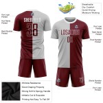 Custom Gray Split Fashion Sublimation Crimson-White Jersey Uniform Soccer Custom Gray Split Fashion Sublimation Crimson-White Jersey Uniform Soccer