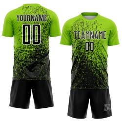 Uniform Black-White Abstract Soccer Neon Green Jersey Sublimation Fragment Art Custom