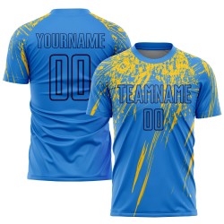 Uniform Sublimation Soccer Blue Custom Yellow-Navy Jersey Powder