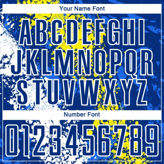 Jersey Art Uniform Yellow-White Sublimation Splatter Custom Light Royal Dripping Soccer Jersey Art Uniform Yellow-White Sublimation Splatter Custom Light Royal Dripping Soccer