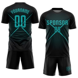 Sublimation Custom Uniform Teal Black Jersey Soccer