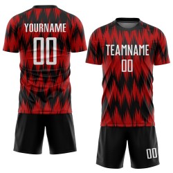 White-Black Soccer Red Custom Jersey Uniform Sublimation