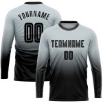 Fade Sublimation Long Black Silver Uniform Jersey Fashion Sleeve Soccer Custom Fade Sublimation Long Black Silver Uniform Jersey Fashion Sleeve Soccer Custom