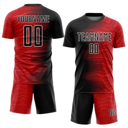 Red Soccer Sublimation Uniform Black-White Jersey Arrow Gradient Custom