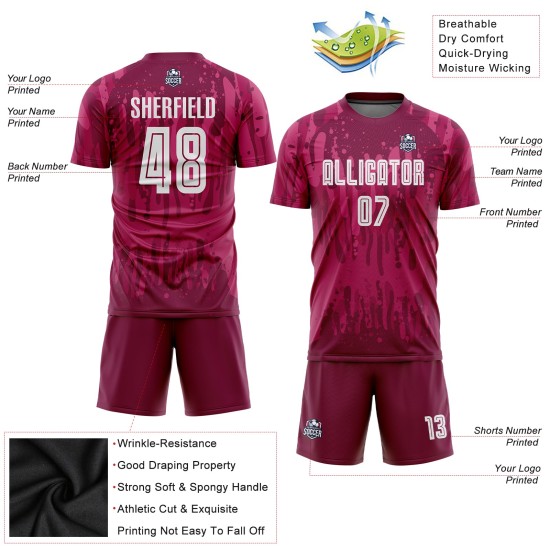 White Crimson Away Jersey Uniform Soccer Custom Sublimation White Crimson Away Jersey Uniform Soccer Custom Sublimation