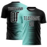 Gradient Custom Jersey Ice Line Soccer Black Blue-White Uniform Sublimation Gradient Custom Jersey Ice Line Soccer Black Blue-White Uniform Sublimation