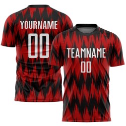 White-Black Soccer Red Custom Jersey Uniform Sublimation