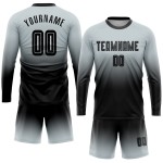 Fade Sublimation Long Black Silver Uniform Jersey Fashion Sleeve Soccer Custom Fade Sublimation Long Black Silver Uniform Jersey Fashion Sleeve Soccer Custom