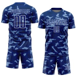 White Shapes Sublimation Custom Jersey Royal Geometric Uniform Soccer