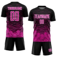 Jersey Line Pink-White Deep Custom Black Soccer Uniform Sublimation