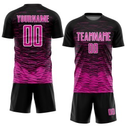 Jersey Line Pink-White Deep Custom Black Soccer Uniform Sublimation