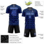 Black-White Thunder Custom Soccer Geometric Uniform Shapes Sublimation Blue Jersey Black-White Thunder Custom Soccer Geometric Uniform Shapes Sublimation Blue Jersey