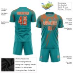Soccer Orange-White Sublimation Uniform Jersey Custom Teal Soccer Orange-White Sublimation Uniform Jersey Custom Teal