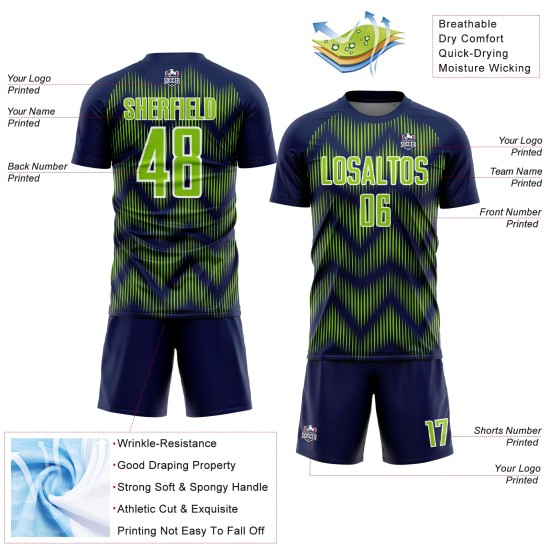 Line Uniform Jersey Navy Custom Sublimation Neon Soccer Green-White Line Uniform Jersey Navy Custom Sublimation Neon Soccer Green-White