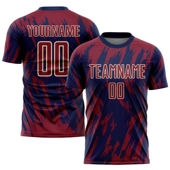 Cream Uniform Jersey Custom Navy-City Crimson Sublimation Soccer Cream Uniform Jersey Custom Navy-City Crimson Sublimation Soccer