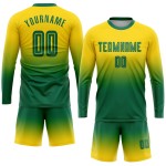 Custom Jersey Kelly Uniform Sublimation Gold Soccer Fade Sleeve Green Long Fashion Custom Jersey Kelly Uniform Sublimation Gold Soccer Fade Sleeve Green Long Fashion