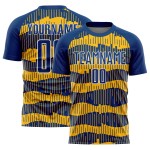 Uniform Custom Pinstripe Soccer Royal Jersey Sublimation Gold-White Uniform Custom Pinstripe Soccer Royal Jersey Sublimation Gold-White