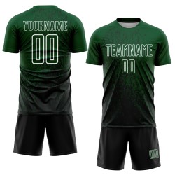Sublimation Jersey Uniform Custom Abstract Green Soccer Art Fragment Black-White