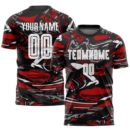 Sublimation Custom Jersey Soccer White-Red Figure Uniform Sublimation Custom Jersey Soccer White-Red Figure Uniform