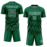 Uniform Shapes Green Custom Kelly Sublimation Jersey Geometric Soccer White
