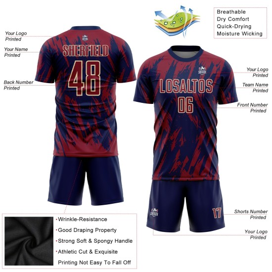 Cream Uniform Jersey Custom Navy-City Crimson Sublimation Soccer Cream Uniform Jersey Custom Navy-City Crimson Sublimation Soccer
