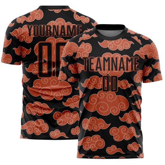 Orange Black Custom Uniform Soccer Pattern Sublimation Cloud Jersey Orange Black Custom Uniform Soccer Pattern Sublimation Cloud Jersey