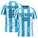 And Jersey White Sky Uniform Squares Soccer Custom Blue-Black Stars Sublimation And Jersey White Sky Uniform Squares Soccer Custom Blue-Black Stars Sublimation