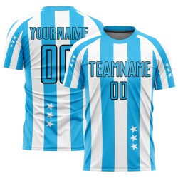 And Jersey White Sky Uniform Squares Soccer Custom Blue-Black Stars Sublimation