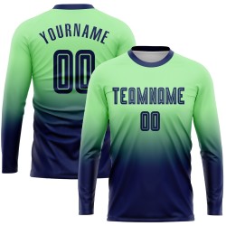 Fashion Jersey Soccer Fade Uniform Sublimation Green Long Navy Pea Sleeve Custom