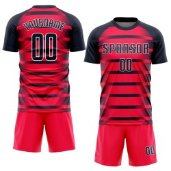 Jersey Custom Sublimation Red Soccer Uniform Navy-White Jersey Custom Sublimation Red Soccer Uniform Navy-White