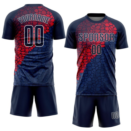 Jersey Sublimation Soccer Navy Navy-Red Uniform Custom