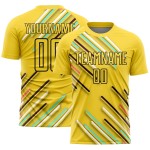 Soccer Black Jersey Yellow Uniform Custom Sublimation Lines Soccer Black Jersey Yellow Uniform Custom Sublimation Lines