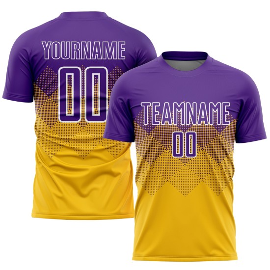 Jersey Soccer Sublimation Purple-White Gold Uniform Custom Jersey Soccer Sublimation Purple-White Gold Uniform Custom