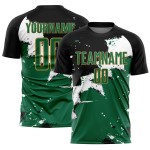 Kelly Uniform Sublimation Soccer Jersey Green-Old Black Spalsh Custom Gold Kelly Uniform Sublimation Soccer Jersey Green-Old Black Spalsh Custom Gold
