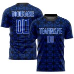 Black-White Thunder Custom Soccer Geometric Uniform Shapes Sublimation Blue Jersey Black-White Thunder Custom Soccer Geometric Uniform Shapes Sublimation Blue Jersey