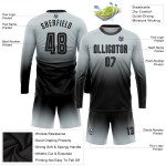 Fade Sublimation Long Black Silver Uniform Jersey Fashion Sleeve Soccer Custom Fade Sublimation Long Black Silver Uniform Jersey Fashion Sleeve Soccer Custom