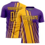 Gold Sublimation Custom Jersey Lines Uniform Purple-White Soccer Gold Sublimation Custom Jersey Lines Uniform Purple-White Soccer