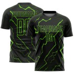 Custom Aurora Black Sublimation Jersey Green Uniform Lightning Soccer Custom Aurora Black Sublimation Jersey Green Uniform Lightning Soccer