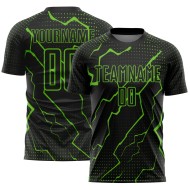 Custom Aurora Black Sublimation Jersey Green Uniform Lightning Soccer