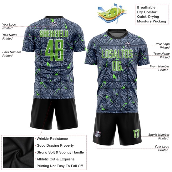 Sublimation Custom Gray Soccer Neon Uniform Jersey Green-Black Sublimation Custom Gray Soccer Neon Uniform Jersey Green-Black