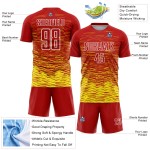 Jersey Soccer Sublimation Line Red Custom Light Uniform Yellow-White Jersey Soccer Sublimation Line Red Custom Light Uniform Yellow-White
