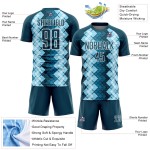 Sublimation Custom Geometric Shapes Jersey Uniform Soccer Navy Blue US White Sublimation Custom Geometric Shapes Jersey Uniform Soccer Navy Blue US White