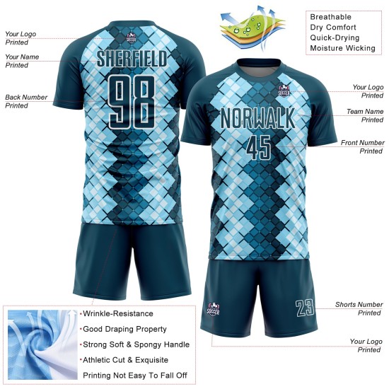 Sublimation Custom Geometric Shapes Jersey Uniform Soccer Navy Blue US White Sublimation Custom Geometric Shapes Jersey Uniform Soccer Navy Blue US White