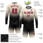 Long Soccer Sublimation Sleeve Cream Crimson-Black Uniform Custom Jersey Fashion Fade Long Soccer Sublimation Sleeve Cream Crimson-Black Uniform Custom Jersey Fashion Fade