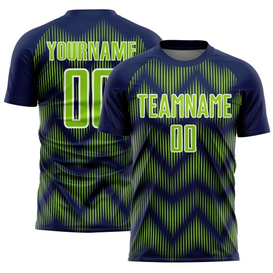 Line Uniform Jersey Navy Custom Sublimation Neon Soccer Green-White Line Uniform Jersey Navy Custom Sublimation Neon Soccer Green-White
